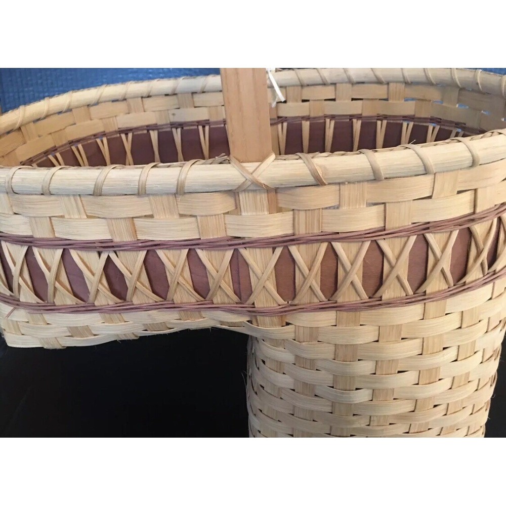 Vintage Doris Clemons Hand Woven Stair Step Basket Wicker mint